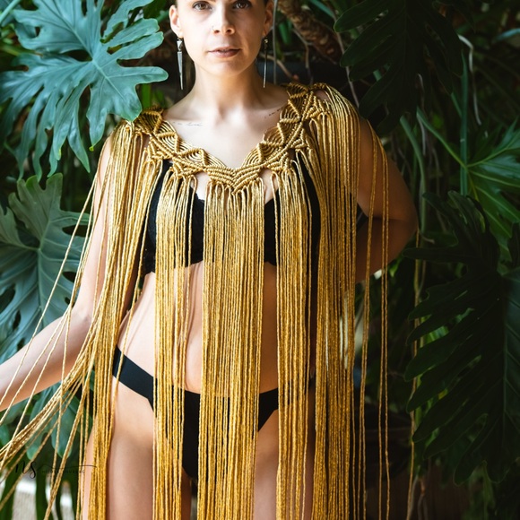 Extra Long Handmade Macrame Poncho - Picture 11 of 13